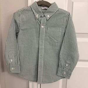 Janie and Jack Dark Green and White Striped Oxford Shirt
